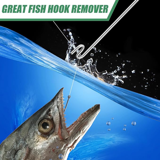Sotiff 2 Pcs 12 in Stainless Steel Fish Hook Remover Tools Summer Fishing Hook Quick Removal Device Saltwater Dehooker Aluminum and Fish Dehooker for Fisherman