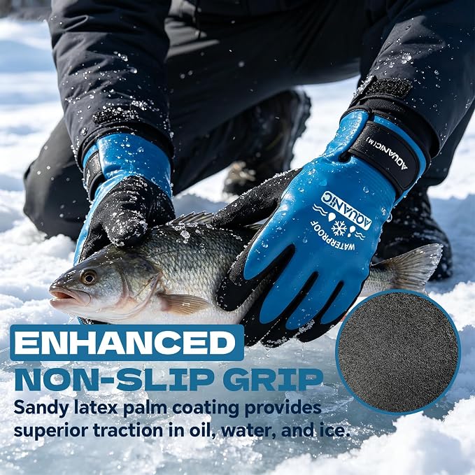100% Winter Waterproof Gloves for Men and Women, Scratch & Slip Resistant Design for Lobstering, Crabbing, Fishing, Spearfishing, Freediving, Boating and Sailing