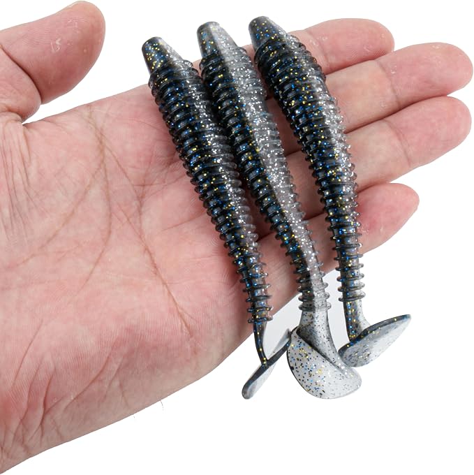 Paddle Tail Swimbaits 100/80/50PCS, 5/4/3/2 inch Soft Fishing Lures Bulk Pack – Durable Lifelike Action Lures for Bass, Trout, Crappie – Freshwater & Saltwater Fishing Gifts