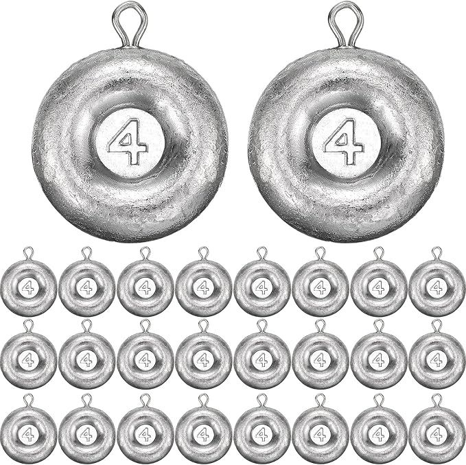 24 Pieces Fishing Disc Sinkers Weights Disc Sinker Fishing Sinkers Weights for Saltwater Catfishing Trolling Surf Tackle