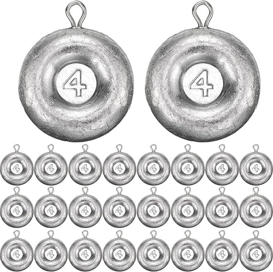 24 Pieces Fishing Disc Sinkers Weights Disc Sinker Fishing Sinkers Weights for Saltwater Catfishing Trolling Surf Tackle