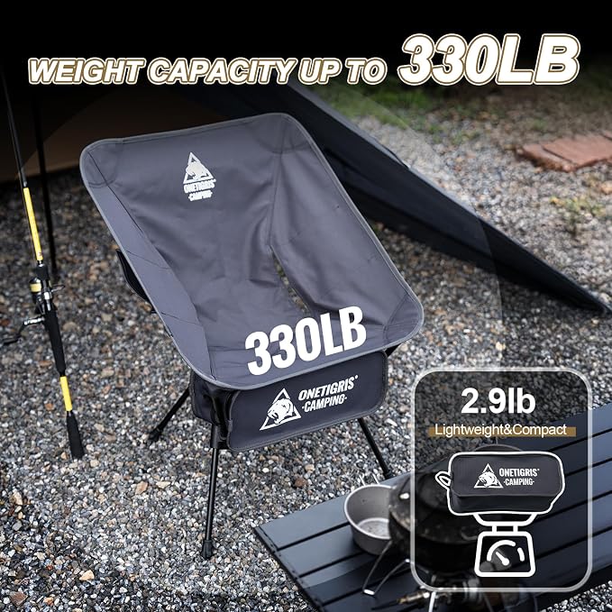 ONETIGRIS Tigerblade Camping Chair, Lightweight Folding Backpacking Hiking Chair, Compact Portable 330 lbs Capacity