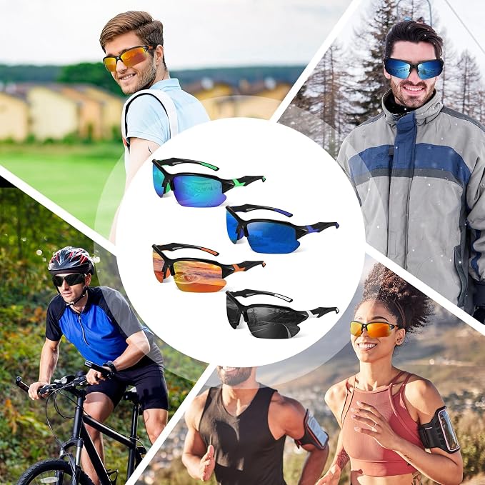 4/5Pack Polarized Sports Sunglasses for Men Women Baseball Cycling Running Fishing UV Protection Sun Glasses