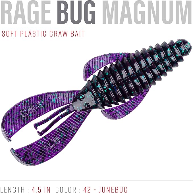 Strike King Rage Bug Fishing Lure, Soft Plastic Grub, Unique Design, Subtle Action
