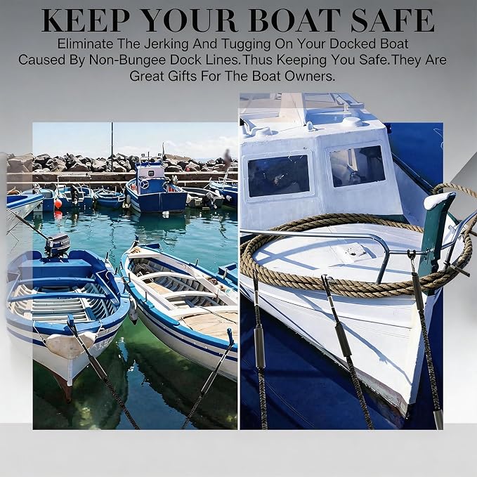 2 PK Black Bungee Dock Lines for Boats 3 FT with 316 Stainless Clip Boat Accessories Marine Grade Boat Rope Boating Accessories Boat Dock Lines Jet Ski or PWC Mooring Boat Lines & Dock Ties