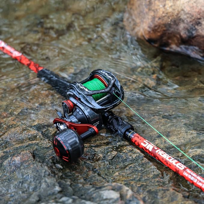 Sougayilang Baitcaster Rod Reel Combo, 2-Piece Fishing Rod with 400 Size Casting Reel, Aluminum Reel Seat for Musky Fishing