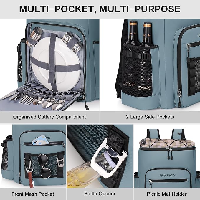 Hulongo Cooler Backpack, 30L Insulated Leakproof Soft Cooler Bag for 52 Cans, Lightweight Backpack for Beach, Picnic, Camping, Hiking, Fishing and Travel