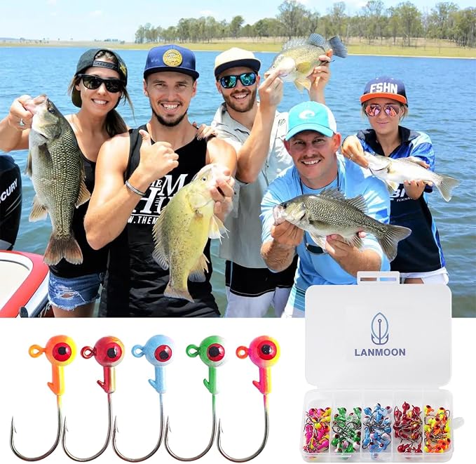 Crappie Jig Heads Kit, 75 Pieces Fishing Jig Head Hooks for Fishing Crappie Bass Trout Walleye 1/8oz 1/16oz 1/32oz