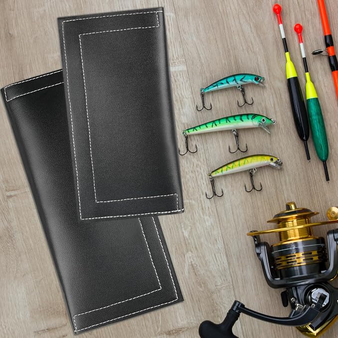 Fishing Lure Covers, 6 Pack Fishing Lure Wraps, PVC Leather Fishing Hook Covers Guard Bait Storage Protector Glove to Keep Fishermen Fishing Safe, Black, S, 3.1 * 5.5IN for 2-4in Lures