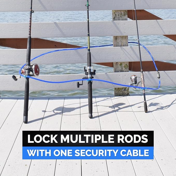 DocksLocks Fishing Rod & Reel Lock, Fishing Pole Lock for Storage, Gear, Equipment, Accessories, Rod Holder, Truck Bed, Car Rack, Piers, Boats and Marinas