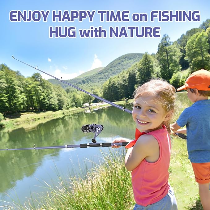 Kids Fishing Pole Set, Portable Telescopic Fishing Rod and Reel Combo for for Boys Girls Youth Toddle Fishing Pole 【Ambidextrous】