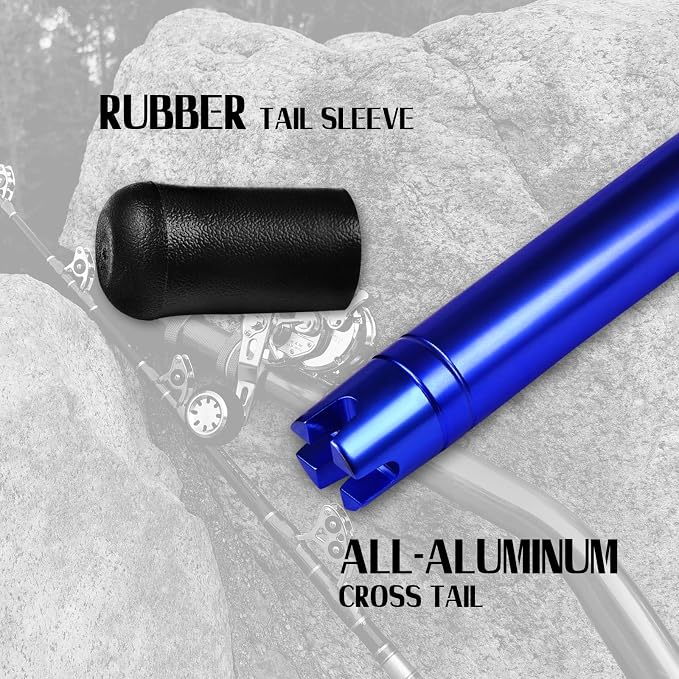 Fiblink 2-Piece Saltwater Offshore Heavy Bent/Straight Butt Trolling Rod Fishing Roller Rod Conventional Boat Deep Sea Fishing Pole (5'1"/5'6"/6'/6'6",30-50lb/50-80lb/80-120lb)