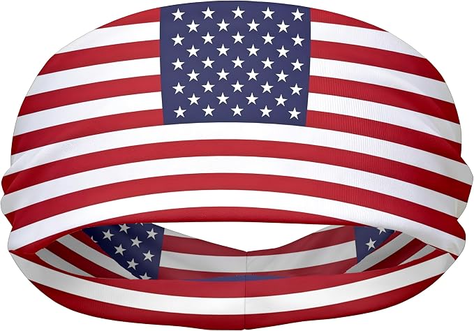 Flag Headbands for Men Women, Moisture Wicking Sweatband Breathable Sports Headwrap, Non-Slip Stretchy Fitness Hair Band
