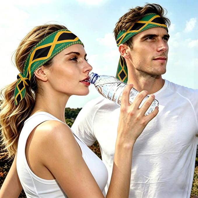 Flag Tie Headbands for Men Women, Moisture Wicking Sweatband Breathable Sports Headwrap, Non-Slip Stretchy Adjustable Fitness Hair Band