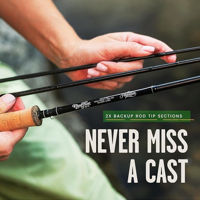 Moonshine Rod Company Fast Action Fly Fishing Rod – Carbon Fiber Graphite Rod with Zippered Travel Case – Drifter II, Vesper, Epiphany ESN, Outcast, Phantom & Rambler Series - 2WT up to 12WT Rods