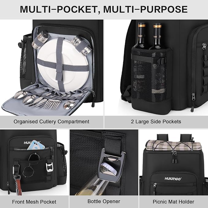 Hulongo Cooler Backpack, 30L Insulated Leakproof Soft Cooler Bag for 52 Cans, Lightweight Backpack for Beach, Picnic, Camping, Hiking, Fishing and Travel