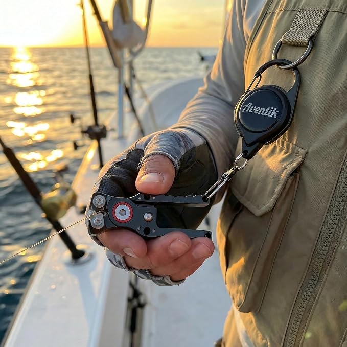 Fishing Line Cutter with Retractable Buckles, Tungsten Carbide Blade & Central Locking - Smooth, Corrosion-Resistant Cuts for Braid, Mono, Fluoro in Saltwater Fishing