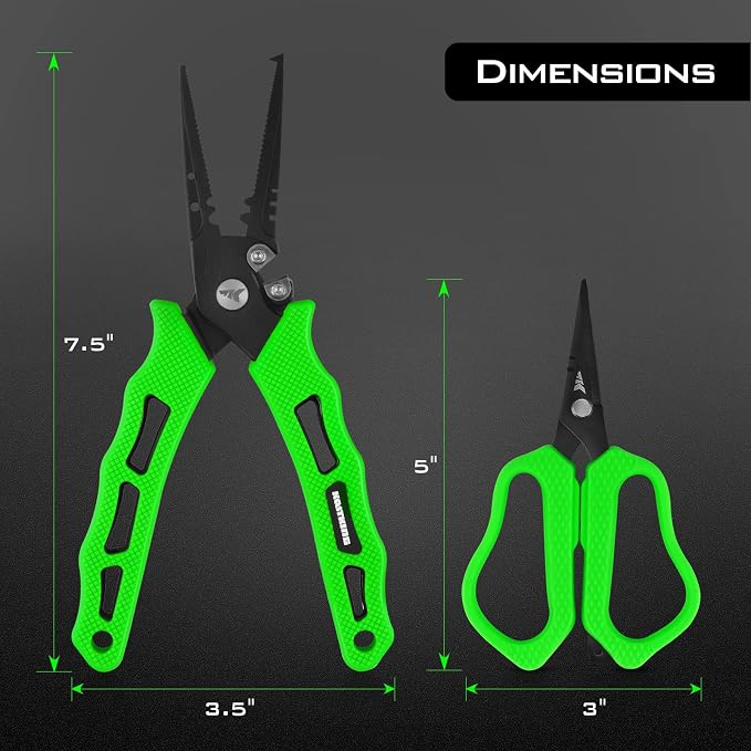 KastKing Cutthroat 7.5- Inch Saltwater Resistant Fishing Pliers, 5-Inch Braid Scissors, Line Cutter, Hook Remover, Fishing Tools Set, Gifts for Men