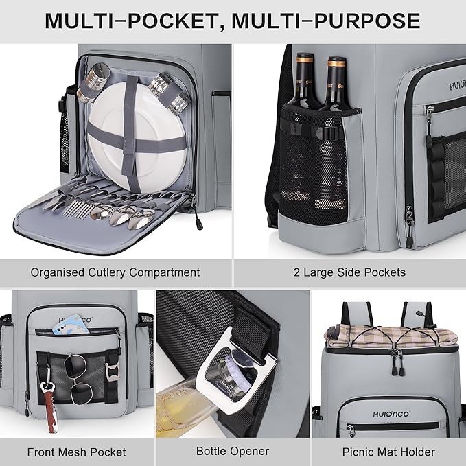 Hulongo Cooler Backpack, 30L Insulated Leakproof Soft Cooler Bag for 52 Cans, Lightweight Backpack for Beach, Picnic, Camping, Hiking, Fishing and Travel