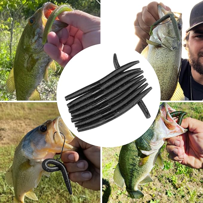 30/50/78/100Pcs Senko Worms Kit – 4"/5" Soft Plastic Fishing Lures with Salt Impregnation for Bass Fishing