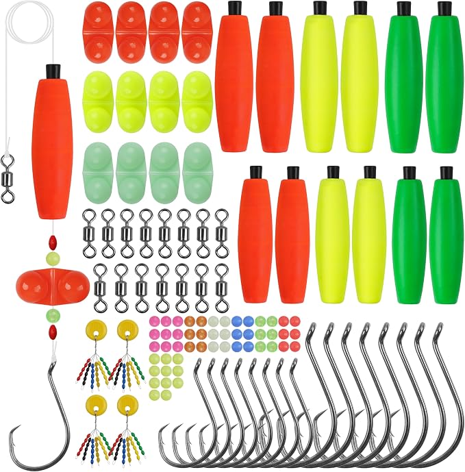 Catfishing Tackle Making Kit Catfish Rig Accessories, 110/148pcs Santee Rig Catfishing Tackle with Catfish Floats Catfish Rattles Peg Floats Hooks Swivels Sinker Slides Catfishing Equipment