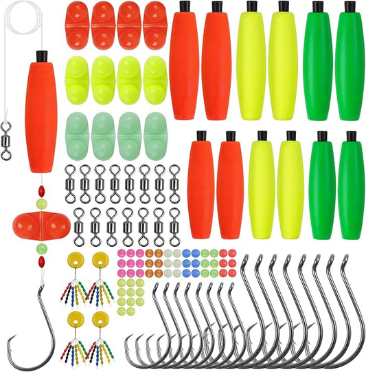 Catfishing Tackle Making Kit Catfish Rig Accessories, 110/148pcs Santee Rig Catfishing Tackle with Catfish Floats Catfish Rattles Peg Floats Hooks Swivels Sinker Slides Catfishing Equipment