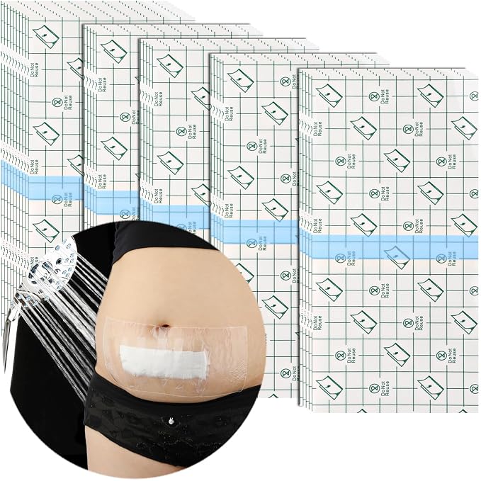 50 Pcs Waterproof Shower Protector Bandage | 6x10 Inch Large Wounds Showering Cover for Knee Replacement Surgery C Section Post Abdominal Surgery Hip Incision Adhesive Dressing Transparent Film