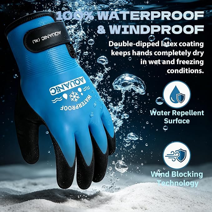 100% Winter Waterproof Gloves for Men and Women, Scratch & Slip Resistant Design for Lobstering, Crabbing, Fishing, Spearfishing, Freediving, Boating and Sailing