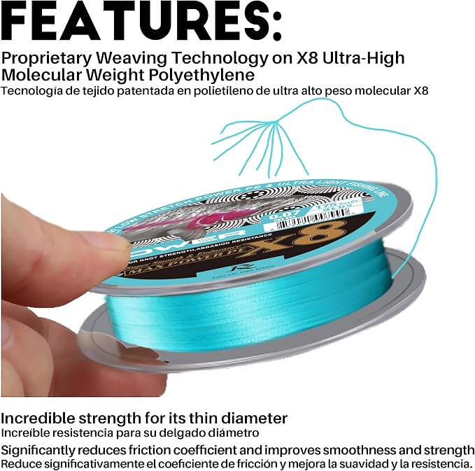 Ultra Slim Braided PE Fishing Line, Strong Knot Strength, Deign for Ultra Light Freshwater Fishing, Come with 3lb Test or 5lb Test, 170Yds Each Spool