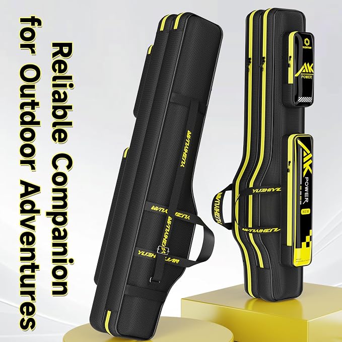 Fishing Rod Case & Bag Triple-Layer - 1680D Oxford, Wire-Reinforced Anti-Deforming, Foldable Portable, Quick-Access Compartments, Fishing Gift for Men Anglers