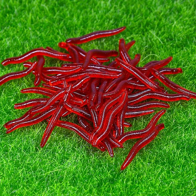 50Pcs Maggots Soft Lures Baits Silicone Artificial Baits Jigging Wobblers Earthworms Baits Fishing Tackle Accessories