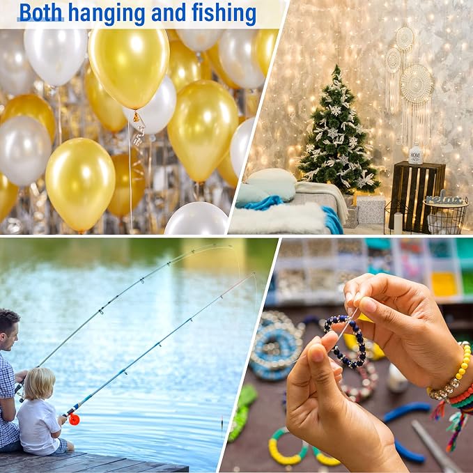 Clear Fishing Wire, Acejoz 656FT Fishing Line Clear Invisible Hanging Wire Strong Nylon String Supports 40 Pounds for Balloon Garland Hanging Decorations