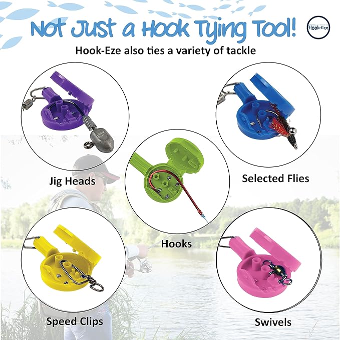 HOOK-EZE Nail Fishing Knot Tying Tool, Fly Fishing Accessories for Tying Line to Fish Hooks - Gear and Equipment, Gadget to Tie Knots Quick and Easy - Stocking Stuffers & Gifts for Men (4 pcs)