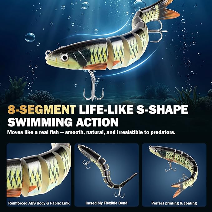 PLUSINNO Fishing Lures - Tackle Box, Bass Fishing Lures for Freshwater and Saltwater, Trout Fishing Gear & Bait, Fishing Gifts for Men,Father