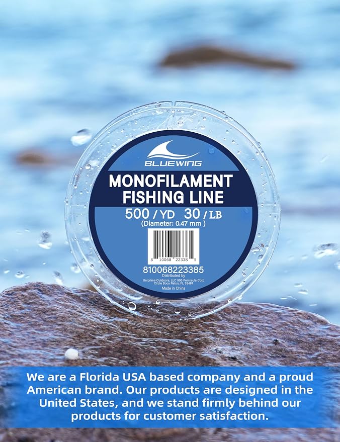 BLUEWING Monofilament Fishing Line Clear Mono Fish Wire Thin Diameter String 6-400 lbs, 50-3000 Yards