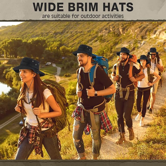 Xtinmee 20 Pcs Boonie Hat Bulk Wide Brim Bucket Hat Safari Hats Outdoor Sun Hats for Hiking Camping with Adjustable Strap