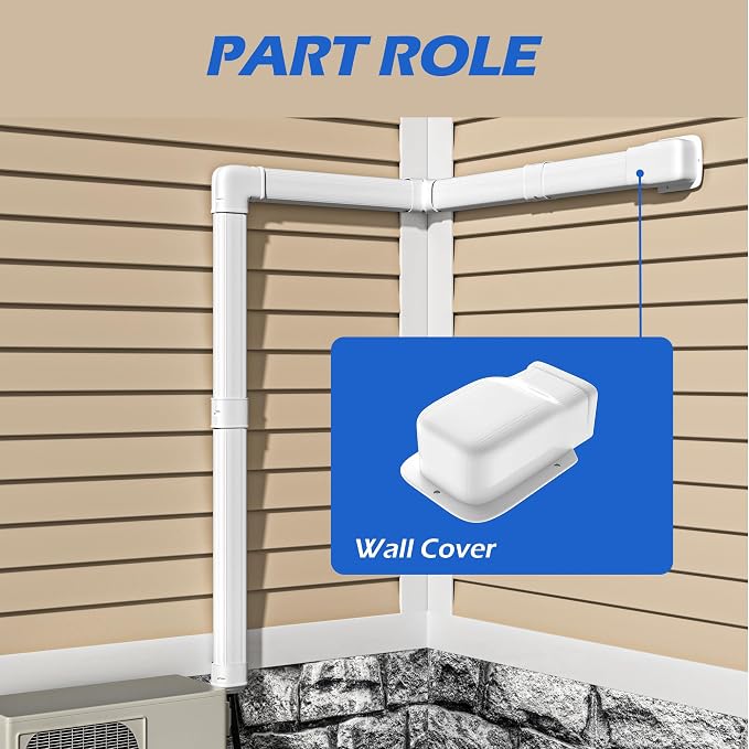 3" Width Wall Cover, Mini Split Line Set Cover Accessories for Mini Split Air Conditioners, Central AC and Heat Pumps