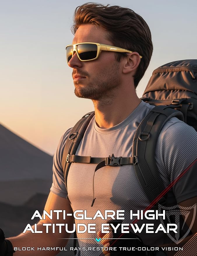 ATTCL Polarized Sunglasses Men for Fishing: UV Protection Lightweight TR90 Sports Wrap Sun Glasses Driving Golf Running