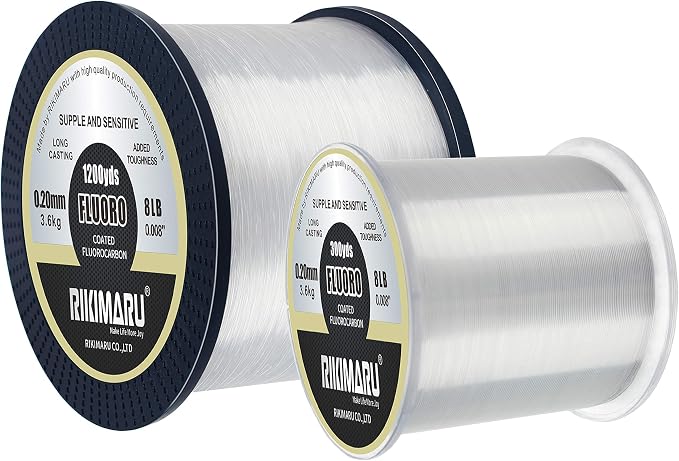 RIKIMARU Fluoro Fishing Line, 100% Soft Fluorocarbon Coated Fishing Line