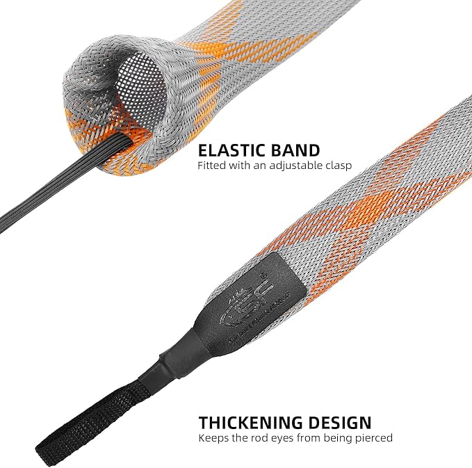 SF Fishing Rod Sock Fishing Rod Sleeve Rod Cover Braided Mesh Rod Protector Pole Gloves Fishing Tools for Spinning Fishing Rod,Casting Rod,Musky Rod, Ice Rod, Fly Rod, Spey Rod