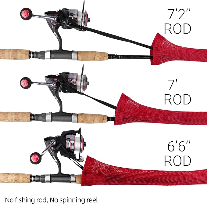 RUNCL Fishing Rod Sleeves & Reel Bags, Spinning/Casting Rod Socks & Spinning/Baitcasting Reel Covers - Protection Solution, Space Saver, Perfect Storage - Fishing Pole Sleeves & Reel Pouch (2 Pack)