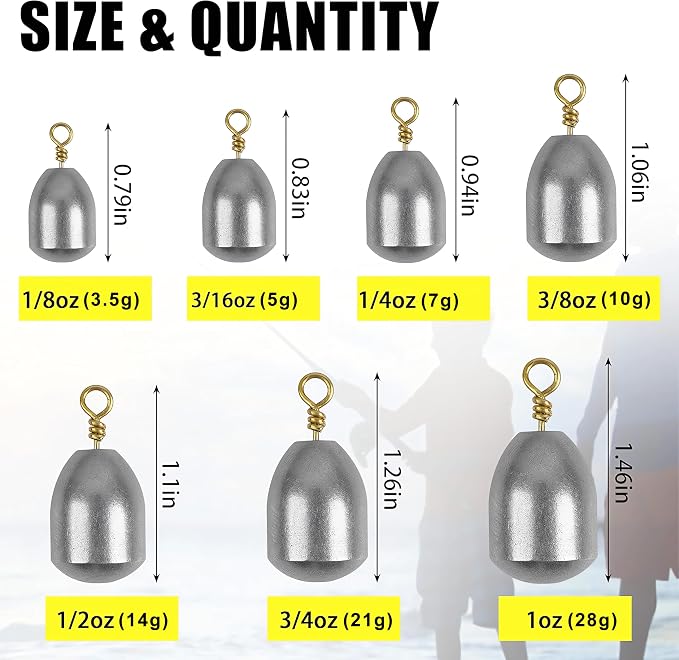 Iron Fishing Weights Sinkers, 20pcs Bass Casting Sinker Weights with Ring Drop Fishing Sinker and Weights for Saltwater Surf Sea Fishing