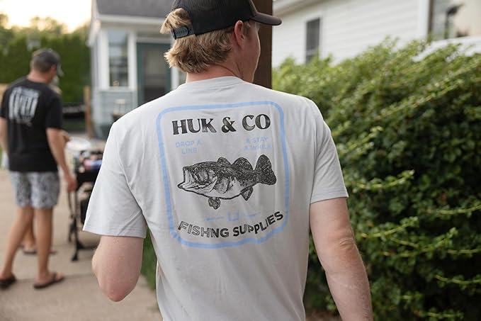 HUK Mens Performance Fishing Logo Tee, Short Sleeve T-Shirt for Men