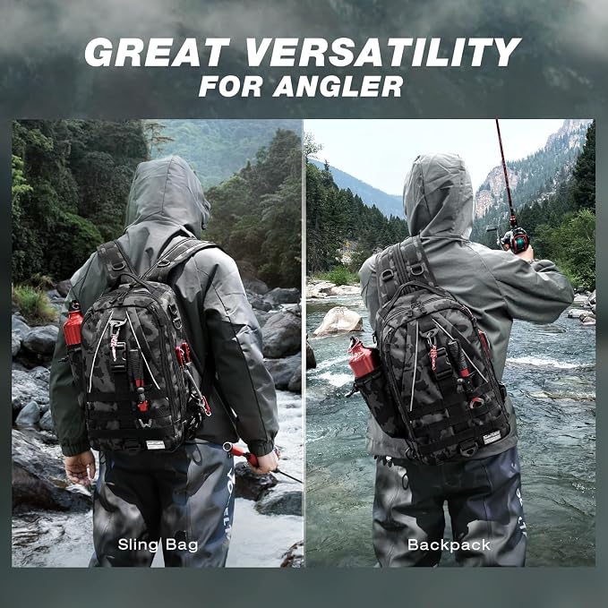 Ghosthorn Fishing Backpack Waterproof Tackle Bag Sling Bag Gift