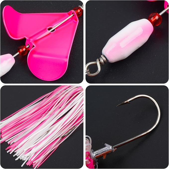 Spinnerbait Fishing Lures Kit - 6/12pcs Bass Fishing Buzzbait Lures Spinner Baits for Bass Trout Pike Salmon Multicolor Swimbait Buzz Bait Metal Spinner baits Swim Jigs Freshwater Saltwater