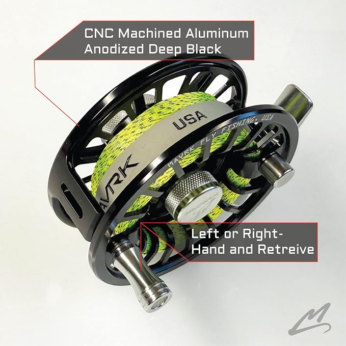MAVRK USA Fly Fishing Reel | Large Arbor Closed Cage & Micro Reels | Euro Nymph & Floating Line | Ultra Lightweight, High Capacity, CNC Machined, Smooth Drag System