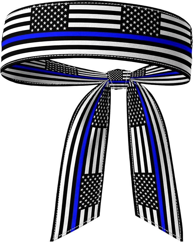 Tie Headband for Women & Men, Flag Patterned Sports Sweatband Head Wrap, Hair Bandana Accessory, 40" x 2.4"