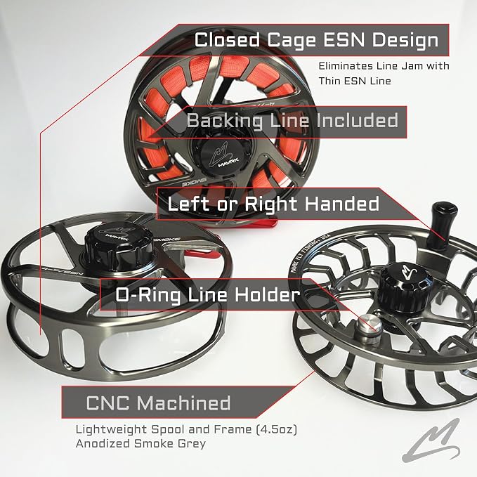 MAVRK USA Fly Fishing Reel | Large Arbor Closed Cage & Micro Reels | Euro Nymph & Floating Line | Ultra Lightweight, High Capacity, CNC Machined, Smooth Drag System