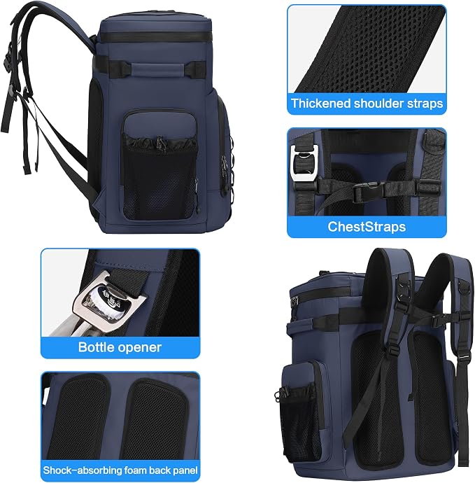 Insulated Backpack Cooler 60 Can for Men & Women,Leak Proof Waterproof Cooler Backpack for Beach Tailgate Camping Travel Fishing 37L
