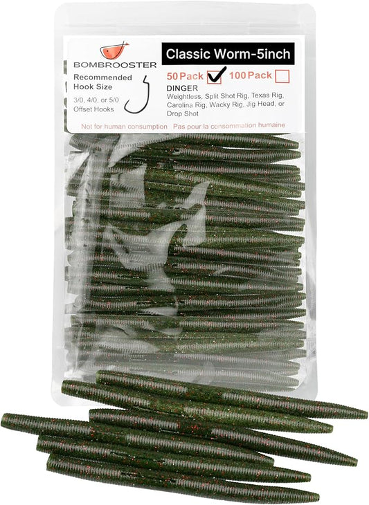 30/50/78/100Pcs Senko Worms Kit – 4"/5" Soft Plastic Fishing Lures with Salt Impregnation for Bass Fishing